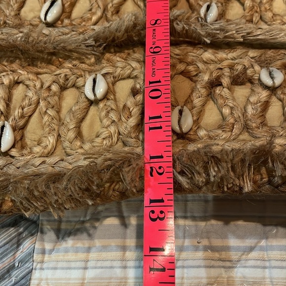 Vintage Woven Straw Handbag Tote Seashell Rattan Travel Beach Boho Aloha 70s 80s - Picture 11 of 13